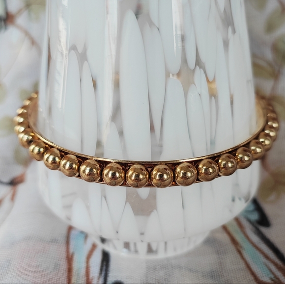 Bangle Beaded Vintage Oversized Tarnish Free EUC Gold Tone Brass Timeless - Picture 7 of 8